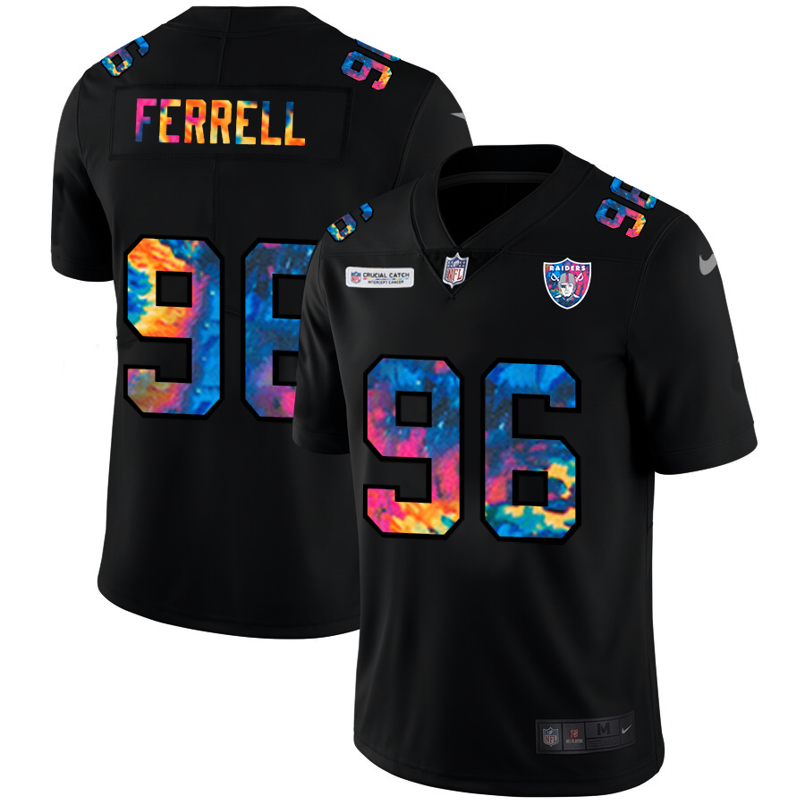 NFL Las Vegas Raiders #96 Clelin Ferrell Men Nike MultiColor Black 2020  Crucial Catch Vapor Untouchable Limited Jersey